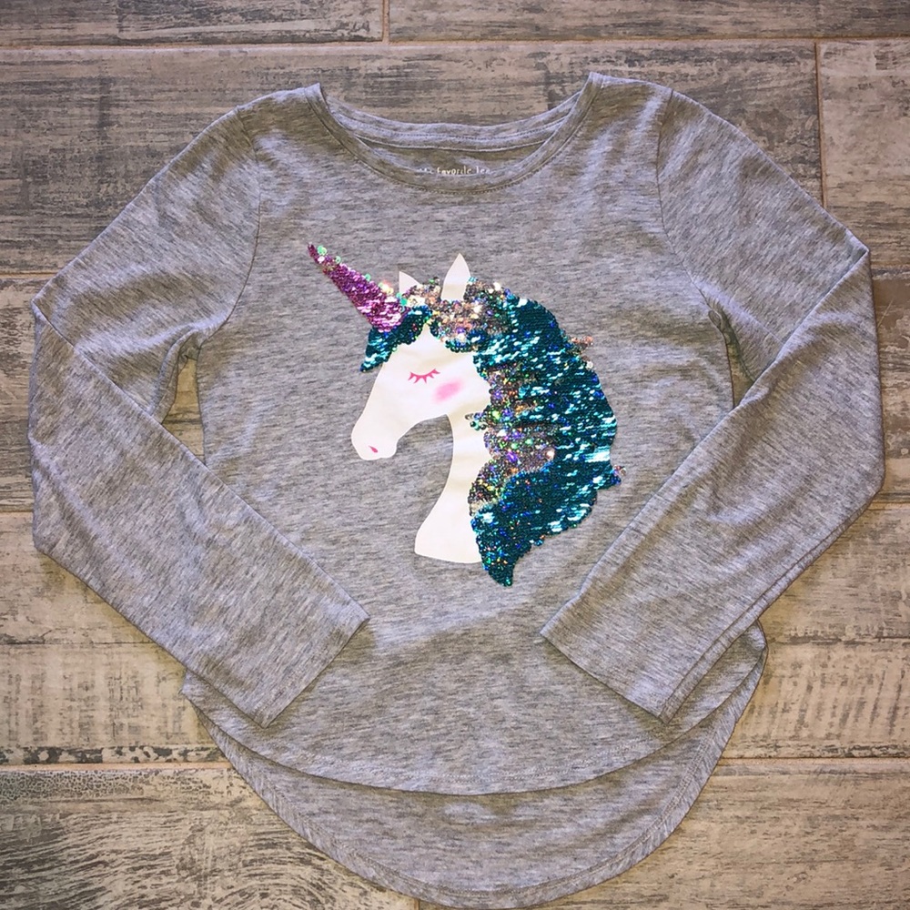 Girls Size 7/8 Long Sleeve Unicorn Tee